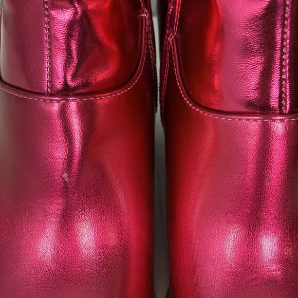 Chase & Chloe Women's Western Mid Calf Boots Cowgirl Size 7.5 Fuchsia Metallic - Picture 5 of 15